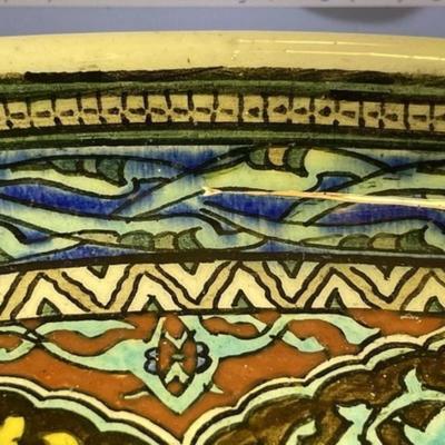 Very Early Heavy Turkish Stoneware 16" Charger Dish Preowned from an Estate w/1 Rim Fleck as Pictured.