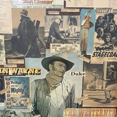 Vintage Mid-Century John Wayne "DUKE" Magazine/Newspaper Clipping Collage/Composite 23" x 41" as Pictured.