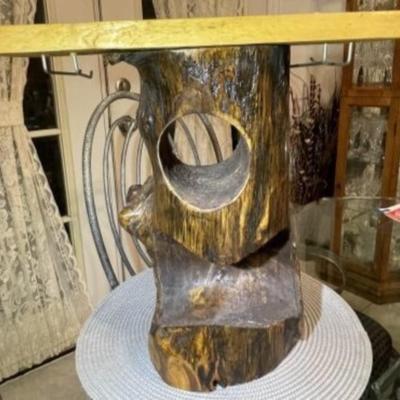 Vintage Backwoods Arts Tree Trunk Stool/Table 14.25" Tall, 14.25" Wide x 7" in Good Preowned Condition.
