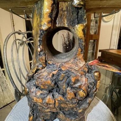 Vintage Backwoods Arts Tree Trunk Stool/Table 14.25" Tall, 14.25" Wide x 7" in Good Preowned Condition.