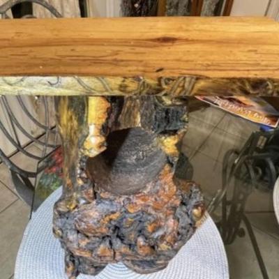 Vintage Backwoods Arts Tree Trunk Stool/Table 14.25" Tall, 14.25" Wide x 7" in Good Preowned Condition.
