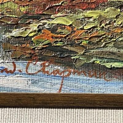 W. Chapman Acrylic/Oil on Artist Board Painting Frame Size 12.5" x 14.5" in Good Preowned Condition.
