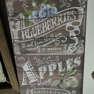 Blueberries and Apples hanging signs a