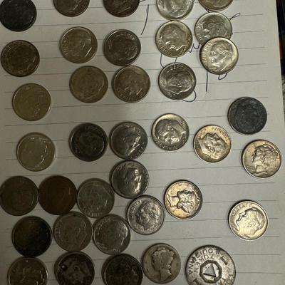 Lot of 40 pre 1965 Dimes Roosevelts and Mercury’s