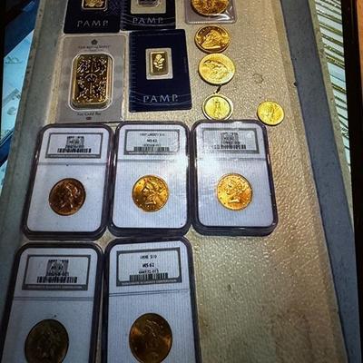 Gold variety lot Graded and slabbed with some solids