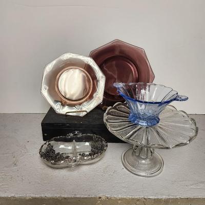 Vintage glass lot (octagon plates)