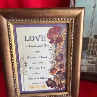 Several picture frames with pictures or your remove pictures and use the frames