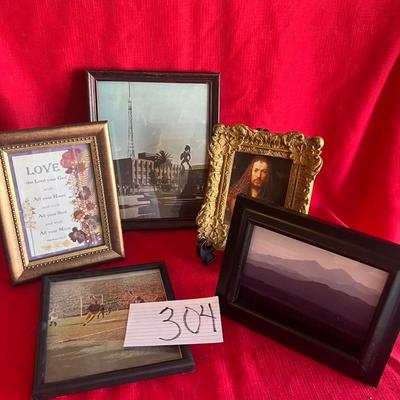 Several picture frames with pictures or your remove pictures and use the frames
