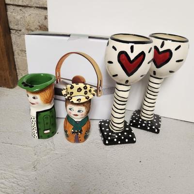 Quirky pottery and napkin holder