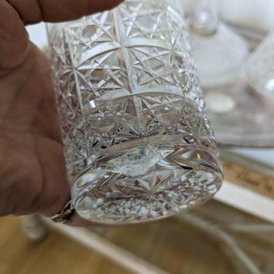Vintage Set of Glass Decanters with Measurer and 2 Tumblers