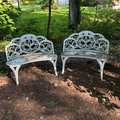 Three Matching Cast Iron Garden Bench Seats (FY-RG)
