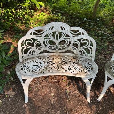 Three Matching Cast Iron Garden Bench Seats (FY-RG)
