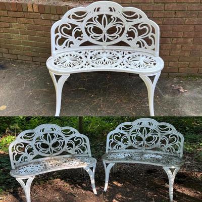 Three Matching Cast Iron Garden Bench Seats (FY-RG)