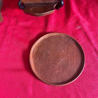 Two wooden wall shelves for candles, along with table decor, one small chip on the candle holder it is included