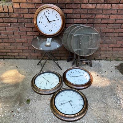 Glass Top Outdoor End Tables Plus Clocks (BY-RG)