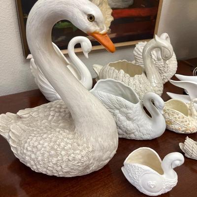 Ceramic swans