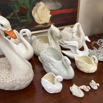 Ceramic swans