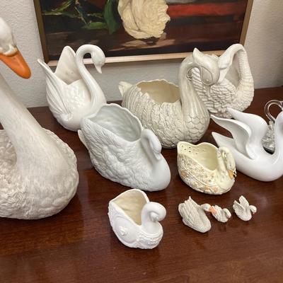 Ceramic swans