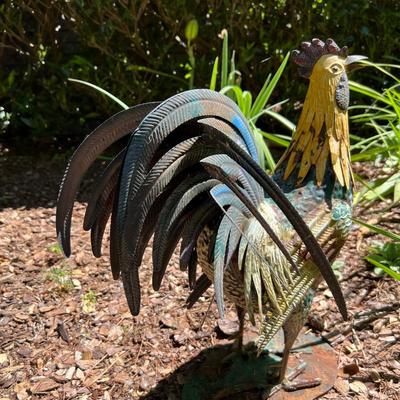 Metal Rooster & Heron Statues (G-RG)