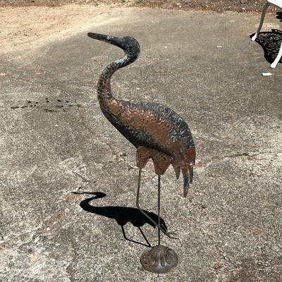 Metal Rooster & Heron Statues (G-RG)