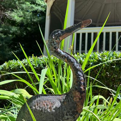 Metal Rooster & Heron Statues (G-RG)