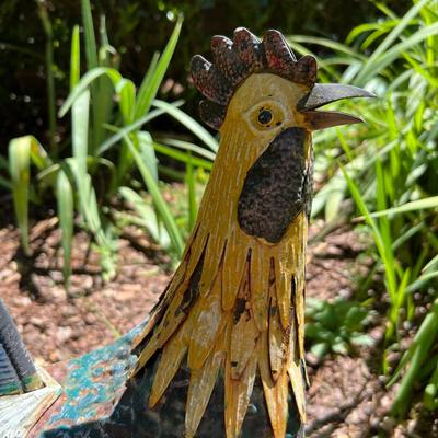 Metal Rooster & Heron Statues (G-RG)