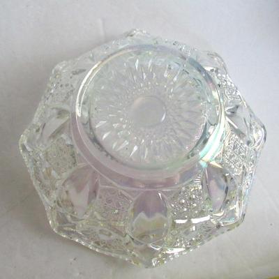 Smith Glass Clear Carnival Glass Ruffled Bowl