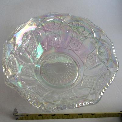 Smith Glass Clear Carnival Glass Ruffled Bowl