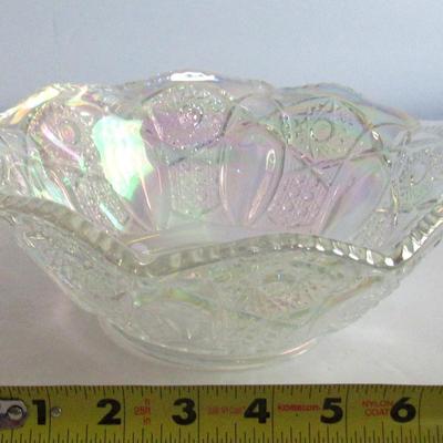 Smith Glass Clear Carnival Glass Ruffled Bowl