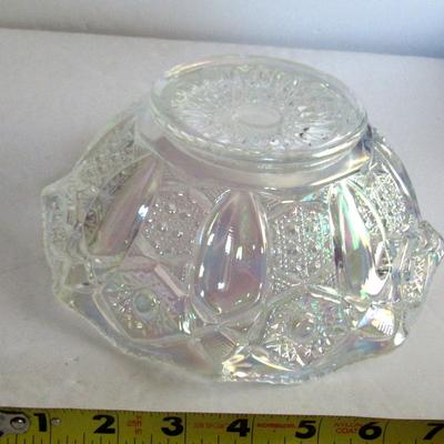 Smith Glass Clear Carnival Glass Ruffled Bowl