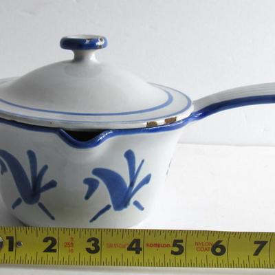 Vintage Enameled Cast Iron Covered Pot, Husqvarna Sweden