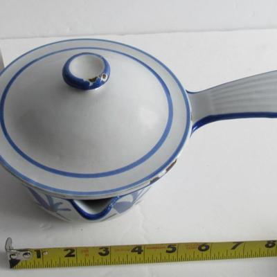 Vintage Enameled Cast Iron Covered Pot, Husqvarna Sweden