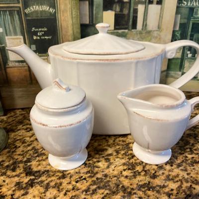 LeGrand Buffet coffee/creamer set, canvas art, candlesticks