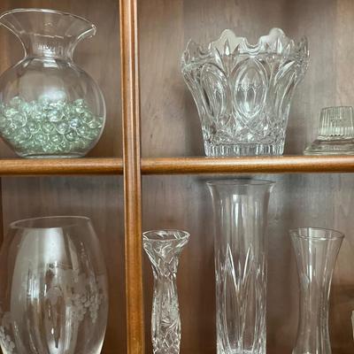 Large group of crystal dishes & decor