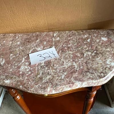 Marble top end tables or hall tables with a small drawer in the front There are a couple scratches, but they are in nice shape