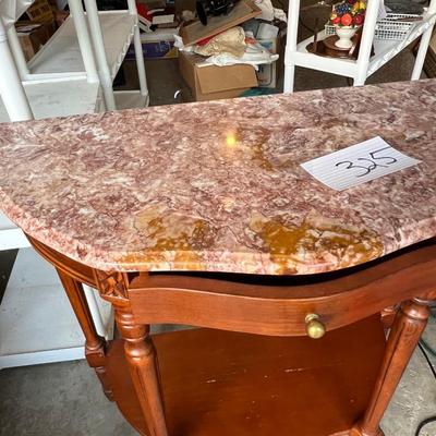 End tables or hallway tables half moon one table lake is in need of repair. There are a couple scratches and a little discoloration at...