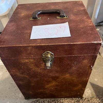 Kodak slide projector with attachments and Karrie case
