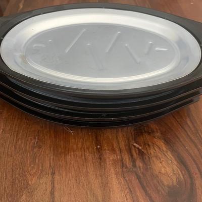 Vintage Nordic Ware No. 510 Platter Holder Steak Plates Stainless Steel Set of 4