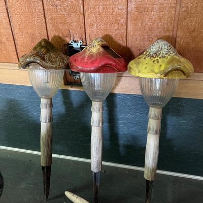 Ceramic & Glass Mushroom Stakes Plus More Ceramic Garden Art (G-RG)