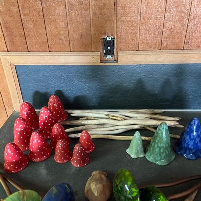 Ceramic & Glass Mushroom Stakes Plus More Ceramic Garden Art (G-RG)