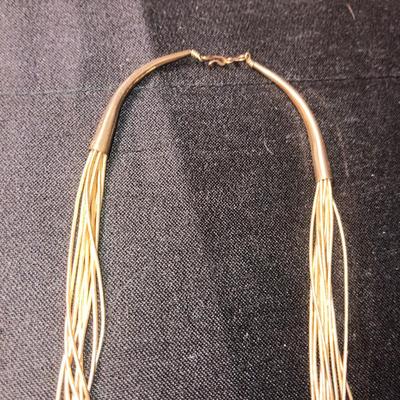 LIQUID SILVER GOLD FILLED TURQUOISE MULTI STRAND NECKLACE