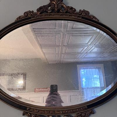 Antique Hanging Oval Mirror