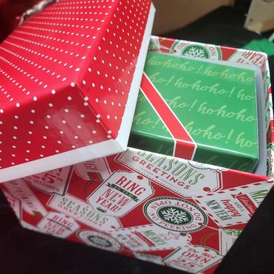 DANCING SANTA, TREE TOPPER, ORNAMENTS AND GIFT BOXES
