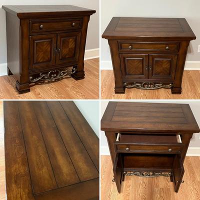 COLLEZIONE EUROPA ~ Three (3) Piece Set ~ Solid Wood & Metal Design Tall Chest & Nightstands