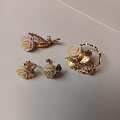 MATCHING BROOCHES AND CLIP ON EARRINGS