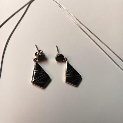 STERLING SILVER CHAIN AND PIERCED EARRINGS