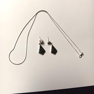 STERLING SILVER CHAIN AND PIERCED EARRINGS