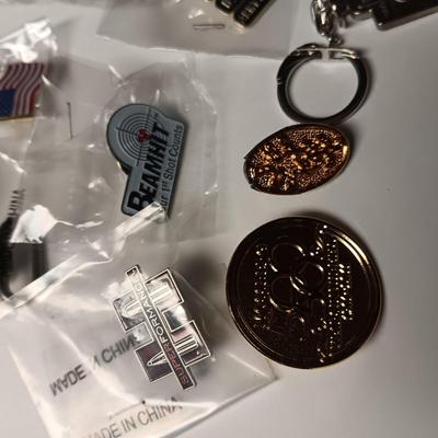 FIREARMS ADVERTISING & OTHER PINS AND KEYCHAINS