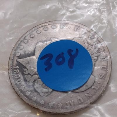 1890 Carson City U. S. Mint Mogan Silver Dollar (#308)