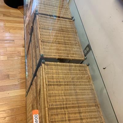 4’ Wide Glass Top Storage Table